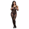 Baci Crotchless Bodystocking in black, features lace detailing and a fitted design