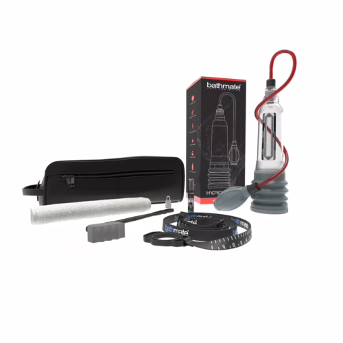 Bathmate Hydroxtreme Penis Pump kit with pump, carrying case, and accessories
