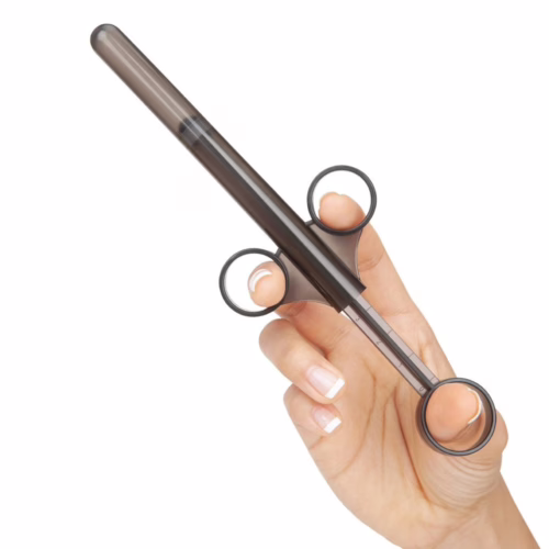 B-Vibe Lubricant Applicator Set in black, held in a hand with ergonomic grips