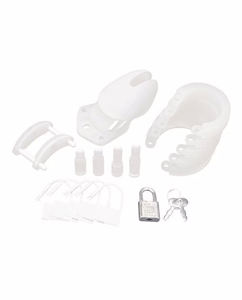 Explore new dimensions of intimacy with the Blue Line Silicone Chastity Cock Cage. Blue Line Silicone Chastity Cock Cage set with various sizes and accessories
