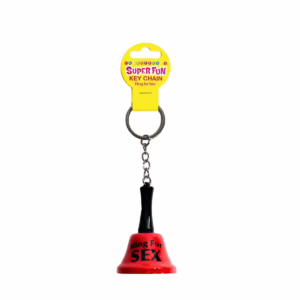 Add a touch of fun to your keys with this playful 'Ring For SEX' bell keychain. A red bell keychain with 'Ring For SEX' text