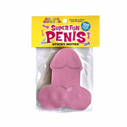 Spice up your notes with these Super Fun Penis Sticky Notes! Pink penis-shaped sticky notes in packaging
