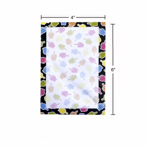 Jot down your thoughts in style with this playful notepad, available at The Loving Company. Colorful hand graphics notepad, 4x6 inches