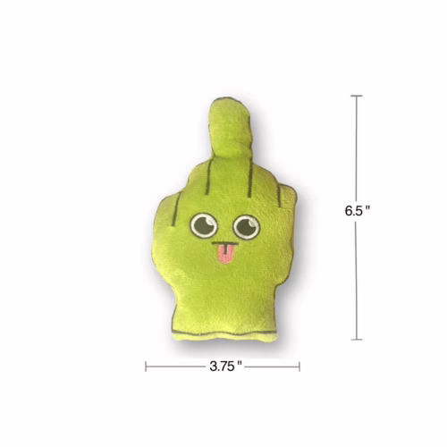 Cactus-shaped plush toy with a hand gesture