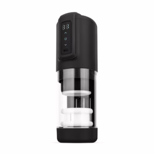Experience innovative pleasure with the Cruizr Thrusting and Rotating Male Masturbator. Cruizr Thrusting and Rotating Male Masturbator - Clear, with a sleek design and internal