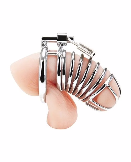 Discover new dimensions of pleasure with the Blue Line Deluxe Chastity Cock Cage. Blue Line Deluxe Chastity Cock Cage with a shiny metallic finish