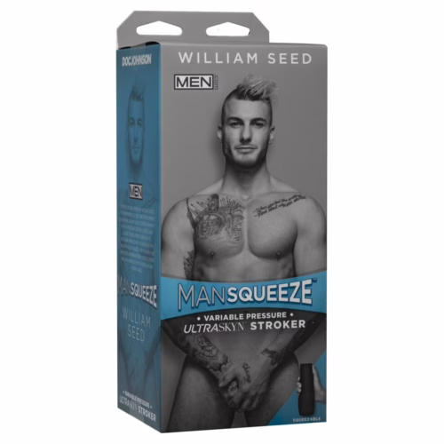 Experience ultimate pleasure with the Mansqueeze William Seed Stroker, available now. Mansqueeze William Seed Stroker Ass Flesh packaging