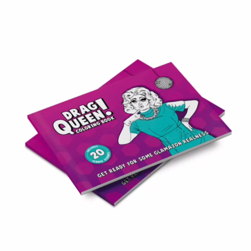 Unleash your creativity with the 'Drag Queen Coloring Book'—a vibrant celebration of glamazon realness. Cover of the 'Drag Queen Coloring Book' featuring a drag queen illustration