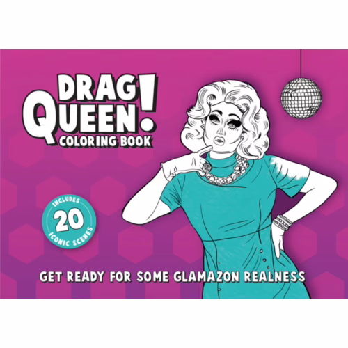 Get ready to color with fabulous drag queens in this vibrant coloring book! Cover of 'Drag Queen Coloring Book' featuring a drag queen in a teal dress