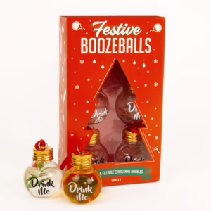 Add a fun twist to your holiday celebrations with these fillable Boozeballs! Festive Boozeballs gift set with six fillable Christmas baubles, available at The Loving Company.
