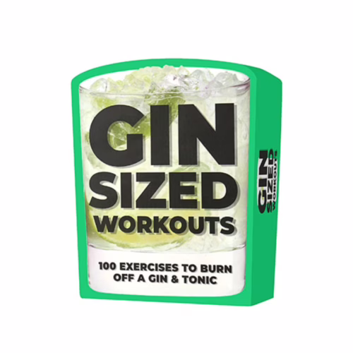 Get fit while having fun with 'Gin-Sized Workouts'—the perfect guide for gin lovers! Gin-Sized Workouts packaging with gin glass design