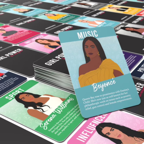 Bubblegum Stuff Girl Power Card Game featuring illustrated cards of influential women