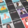 Illustrated cards from the Girl Power Card Game featuring Greta Thunberg, Lady Gaga, and others, available at The Loving C...