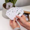 Discover the perfect plant care tags for your home, available at The Loving Company. Plant care tags for various species, held by a person's hands
