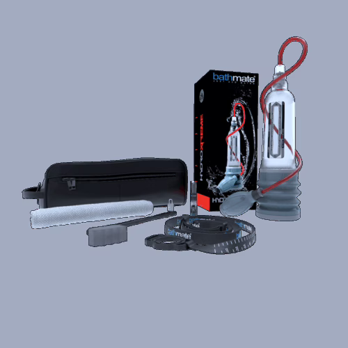 Bathmate Hydroxtreme Penis Pump kit with pump, hose, carrying case, and accessories