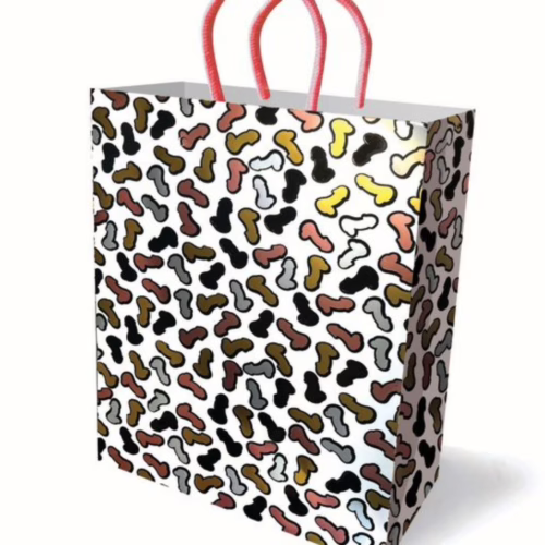 Get ready to add some fun to your gifts with this quirky penis-themed gift bag! Little Genie Glitterati Penis Gift Bag with colorful penis patterns