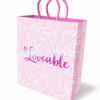 10-inch pink gift bag with swirl pattern and '#Loveable' text