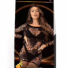 Lapdance Long Sleeve Mini Dress - Black, featuring a sheer design and model wearing it