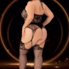 Lapdance Suspender Hose Bodystocking in black, showcasing lace and fishnet design