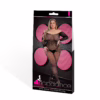 Long sleeve lace bodystocking in black with leopard print