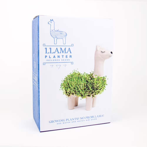 Gift Republic Llama Planter with grassy body