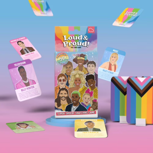 Celebrate diversity with the 'Loud & Proud!' card game, now available at The Loving Company. Loud & Proud card game box with character cards