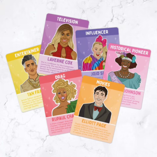 Explore iconic figures of empowerment and representation with the 'Bubblegum Stuff Loud And Proud Card Game'. Colorful character cards from 'Bubblegum Stuff Loud And Proud Card Game'
