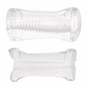 Experience dual pleasure with the Me You Us Ripple Dual End Stroker. Transparent Me You Us Ripple Dual End Stroker male masturbator