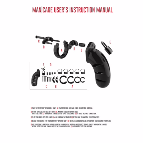 Instruction manual for Man Cage Model 02 Chastity Cock Cage - Black