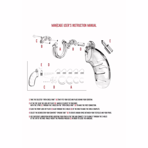Instruction manual for Man Cage Model 04 Chastity Cock Cage - Clear