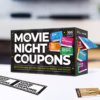 Enjoy 100 incredible movies with the fun Movie Night Coupons, perfect for your next movie marathon. Movie Night Coupons, featuring a box with colorful movie titles and pull tabs
