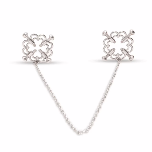 Silver flower design nipple chain, showcasing intricate floral elements