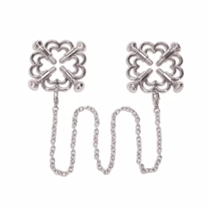 Add a touch of elegance with this unique silver flower design nipple chain. Me You Us Flower Design Nipple Chain - Silver