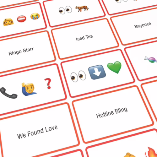 Enjoy a fun music guessing game with 'Bubblegum Stuff Name The Emoticon' cards! Colorful cards from the game 'Bubblegum Stuff Name The Emoticon,', featuring emojis and so
