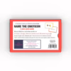 Test your music knowledge with the fun 'Name The Emoticon' card game! Back of the 'Name The Emoticon' card game showing game details