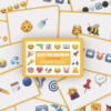 Test your emoji knowledge with the 'Name The Emoticon' card game, now available for purchase. Colorful flashcards of emojis for 'Name The Emoticon' card game