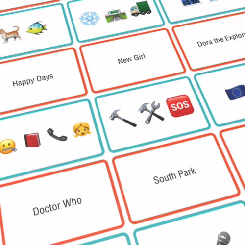Test your knowledge of TV shows with the fun and interactive Name The Emoticon Card Game! Bubblegum Stuff Name The Emoticon Card Game with emoji cards