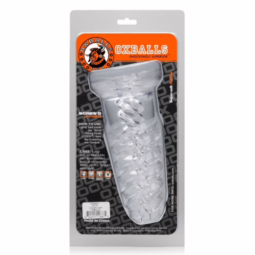 Oxballs Screwd in clear packaging, showcasing a spiral design for stimulation