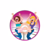 Get ready for laughter with the Dueling Dickies party game! Two animated women celebrating in a wrestling ring for the Dueling Dickies game