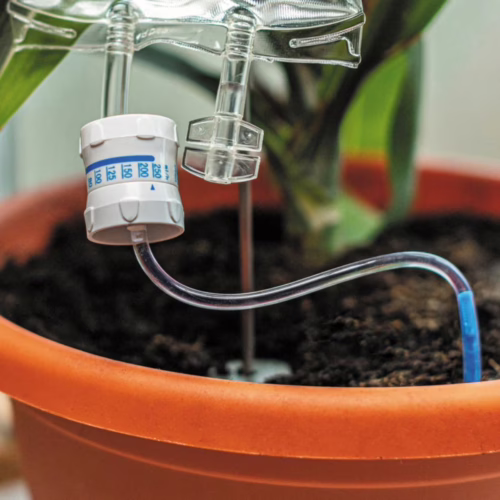 Innovative plant life support system combining technology with nature. Plant life support system with a clear tube and measuring device