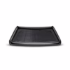 A rectangular black pet bed with raised edges