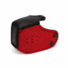 Prowler Red Puppy Muzzle, featuring a breathable red fabric and black accents