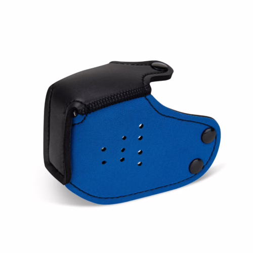 Prowler Red Puppy Muzzle in blue, with black detailing and ventilation holes