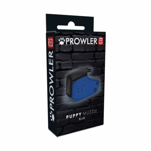 Prowler Red Puppy Muzzle in blue packaging