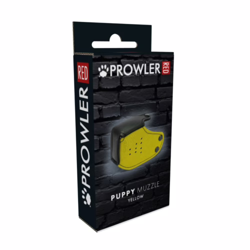 Prowler Red Puppy Muzzle in yellow packaging