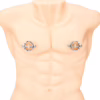Silver Prowler Red Magnetic Nipple Crown Clamps on a mannequin chest