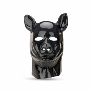 Embrace playful creativity with this striking black latex pig hood. Prowler Red Latex Pig Hood - Black, One Size