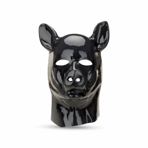 Prowler Red Latex Pig Hood - Black, One Size