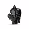 Black latex pig hood side view