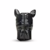 A black latex pig hood with ears and a back zipper